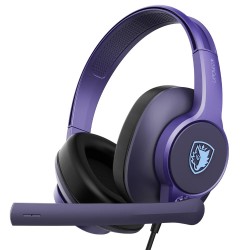 SADES UPOWER LIGHTWEIGHT COMFORTABLE ADJUSTABLE HEADBAND STEREO SOUND WITH NOISE CANCELLING MICROPHONE WIRED GAMING HEADSET - PURPLE