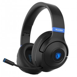 SADES WHISPER SA-205 WIRELESS-BL HEADSET BLUETOOTH MULTIFUNCTION WIRELESS GAMING HEADSET - BLACK/BLUE