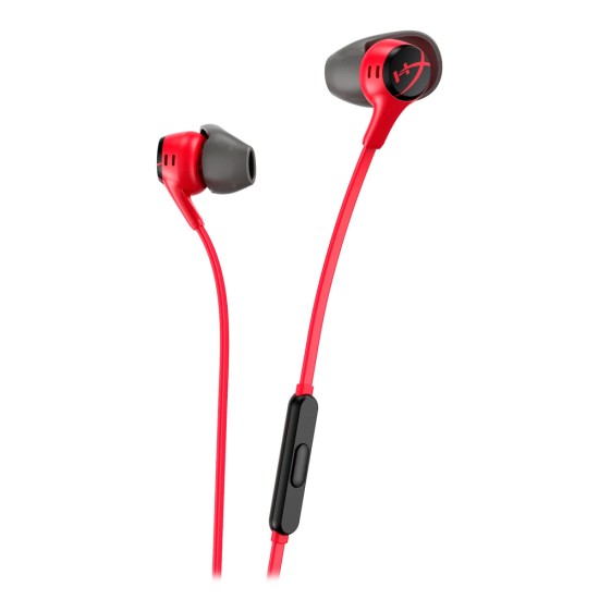 HYPERX CLOUD EARBUDS II IN EAR HEADPHONES WITH 14MM DRIVERS, MIC, HARD CASE, 3.5MM PLUG GAMING EARBUDS - RED