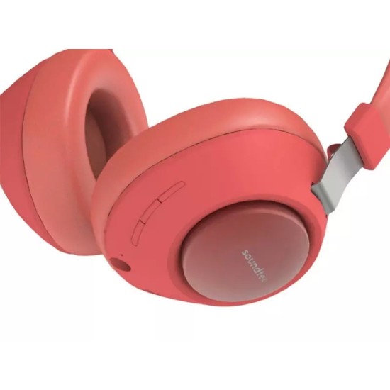PORODO SOUNDTEC NOISE CANCELLING DEEP SOUND PURE BASS WIRELESS OVER-EAR HEADPHONES - RED