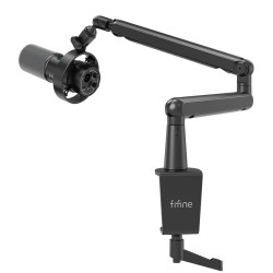 FIFINE MICROPHONE BM88 LOW ARM PROFILE ADJUSTABLE STICK WITH DESK MOUNT CLAMP SCREW ADAPTER CABLE MANAGEMENT FOR STREAMING GAMING STUDIO MICROPHONE ARM STAND - BLACK