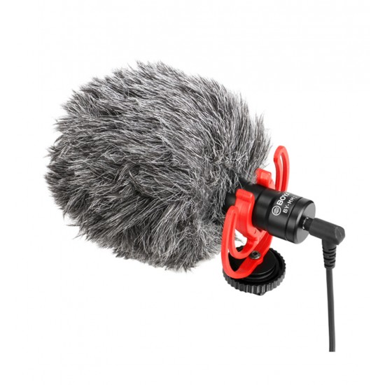 BOYA BY-MM1 HD SOUND QUALITY 3.5MM TRS/ TRRS UNIVERSAL CARDIOID MICROPHONE WITH FUR WINDSHIELD AND SHOCKMOUNT
