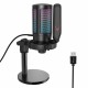 FIFINE AMPLIGAME A6 RGB USB MICROPHONE WITH VOLUME, MUTE BUTTON FOR GAMERS, STREAMING AND YOUTUBE STUDIOS RGB GAMING USB MICROPHONE FOR PC, PS5 - BLACK