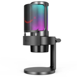 FIFINE AMPLIGAME A8 COMPUTER MICROPHONE WITH RGB CONTROL MUTE TOUCH HEADPHONE JACK POP FILTERSTAND FOR GAMING STREAMING - BLACK