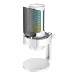FIFINE AMPLIGAME A8 COMPUTER MICROPHONE WITH RGB CONTROL MUTE TOUCH HEADPHONE JACK POP FILTERSTAND FOR GAMING STREAMING - WHITE
