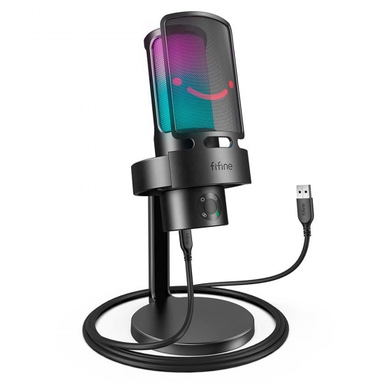 FIFINE AMPLIGAME A8 PLUS A CARDIOID, OMNIDIRECTIONAL, BIDIRECTIONAL, STEREO RGB MICROPHONE - BLACK