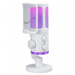 FIFINE AMPLIGAME AM6 CONDENSER MIC PC USB WITH GAME CHAT BALANCE RGB INTELLIGENT NOISE REDUCTION STREAMING MICROPHONE - WHITE