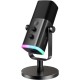 FIFINE AMPLIGAME AM8 USB XLR DYNAMIC MIC WITH RGB TAP TO MUTE GAIN CONTROL HEADPHONE JACK STREAMING DESKTOP STAND GAMING MICROPHONE - BLACK