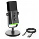FIFINE AMPLIGAME AM8 USB XLR DYNAMIC MIC WITH RGB TAP TO MUTE GAIN CONTROL HEADPHONE JACK STREAMING DESKTOP STAND GAMING MICROPHONE - BLACK