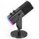 FIFINE AMPLIGAME AM8 USB XLR DYNAMIC MIC WITH RGB TAP TO MUTE GAIN CONTROL HEADPHONE JACK STREAMING DESKTOP STAND GAMING MICROPHONE - BLACK