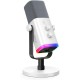 FIFINE AMPLIGAME AM8 USB XLR DYNAMIC MIC WITH RGB TAP TO MUTE GAIN CONTROL HEADPHONE JACK STREAMING DESKTOP STAND GAMING MICROPHONE - WHITE