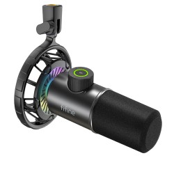 FIFINE K658 STREAMING RGB DYNAMIC CARDIOID MIC WITH HEADPHONE JACK FOR STREAMING TYPE C CONNECTION SHOCK MOUNT INCLUDED USB GAMING MICROPHONE - BLACK