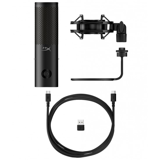 HYPERX QUADCAST 2 S HI-RES AUDIO 100+ ARGB LEDS 4 POLAR PATTERNS TAP-TO-MUTE & MULTIFUNCTION KNOB USB GAMING MICROPHONE - BLACK