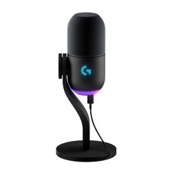 LOGITECH G YETI GX DYNAMIC RGB PODCAST WITH LIGHTSYNC VOICE BLUE G HUB CONTROL SUPERCARDIOID USB PLUG AND PLAY ON PC/MAC, GAMING MICROPHONE - BLACK