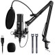 MAONO AU-PM42 KIT WITH 192KHZ/24BIT SOUND CHIPSET, TOUCH MUTE & BOOM ARM PROFESSIONAL USB CONDENSER MICROPHONE SET - BLACK