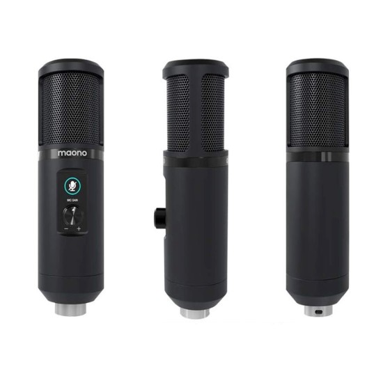 MAONO AU-PM42 KIT WITH 192KHZ/24BIT SOUND CHIPSET, TOUCH MUTE & BOOM ARM PROFESSIONAL USB CONDENSER MICROPHONE SET - BLACK