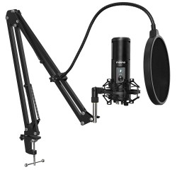 MAONO AU-PM42 KIT WITH 192KHZ/24BIT SOUND CHIPSET, TOUCH MUTE & BOOM ARM PROFESSIONAL USB CONDENSER MICROPHONE SET - BLACK