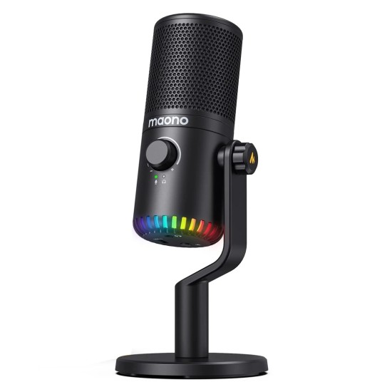MAONO DM30 PROGRAMMABLE RGB USB GAIN CONTROL HEADPHONE MONITORING GAMING & STREAMING CONDENSER MICROPHONE - BLACK 