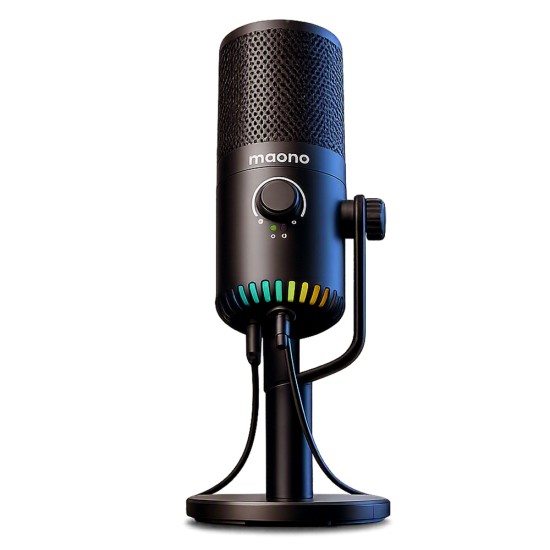 MAONO DM30 PROGRAMMABLE RGB USB GAIN CONTROL HEADPHONE MONITORING GAMING & STREAMING CONDENSER MICROPHONE - BLACK 