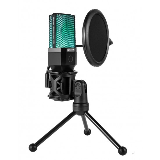 REDRAGON ADNE GM212 USB CARDIOID HIGH-QUALITY AUDIO VOLUME CONTROL COMPACT STAND LED INDICATOR STREAMING MIC - BLACK