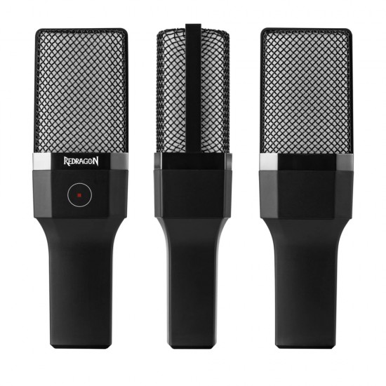 REDRAGON ADNE GM212 USB CARDIOID HIGH-QUALITY AUDIO VOLUME CONTROL COMPACT STAND LED INDICATOR STREAMING MIC - BLACK