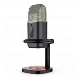 REDRAGON ECHOWAVE GM305 CARDIOID OMNIDIRECTIONAL 192KHZ RGB LIGHTING TOUCH VOLUME MUTE BUTTON BUILT-IN SOUND CARD PLUG AND PLAY COMPATIBLE WITH PC MAC AND ANDROID USB-C MICROPHONE - BLACK