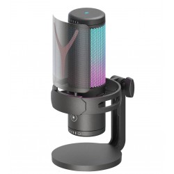 REDRAGON FENRIS GM301 RGB LIGHTING ANTI-VIBRATION CARDIOID MONITORING MUTE TOUCH STREAMING MICROPHONE - BLACK