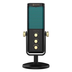 SADES NIGHT OWL RGB CARDIOID POLAR PATTERN DUAL FUNCTION SMART CONTROLS BOOM ARM USB CONDENSER GAMING MICROPHONE - BLACK