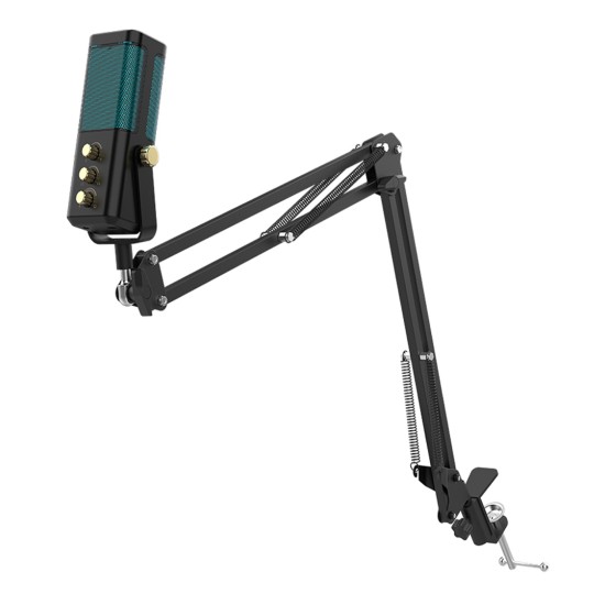SADES NIGHT OWL RGB CARDIOID POLAR PATTERN DUAL FUNCTION SMART CONTROLS BOOM ARM USB CONDENSER GAMING MICROPHONE - BLACK