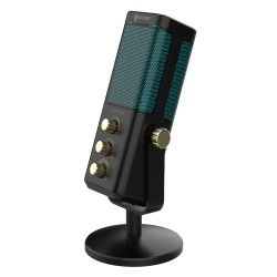 SADES NIGHT OWL RGB CARDIOID POLAR PATTERN DUAL FUNCTION SMART CONTROLS BOOM ARM USB CONDENSER GAMING MICROPHONE - BLACK