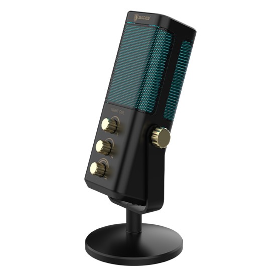 SADES NIGHT OWL RGB CARDIOID POLAR PATTERN DUAL FUNCTION SMART CONTROLS BOOM ARM USB CONDENSER GAMING MICROPHONE - BLACK