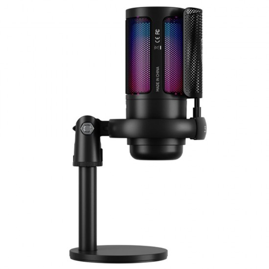 SADES TYTO SA-HC02Q27B CARDIOID POLAR PATTERN DETACHABLE POP FILTER SIMPLE MIC CONTROL GAIN CONTROL ADJUSTMENTS WIRED WITH BOOM ARM GAMING MICROPHONE - BLACK