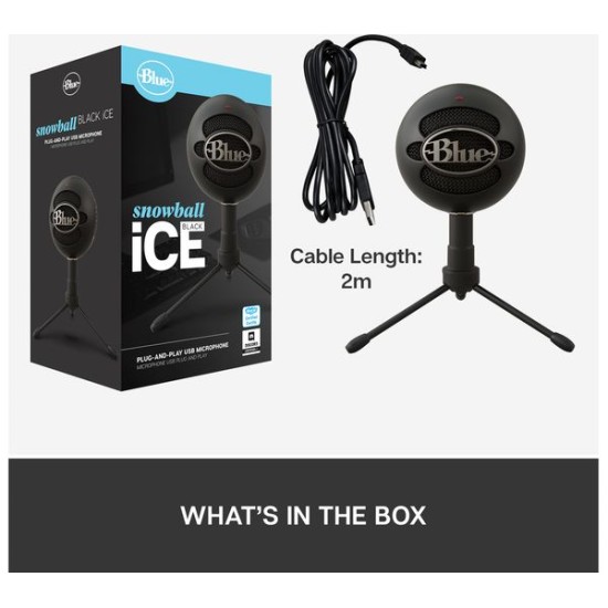 BLUE SNOWBALL ICE PLUG AND PLAY USB MICROPHONE - BLACK