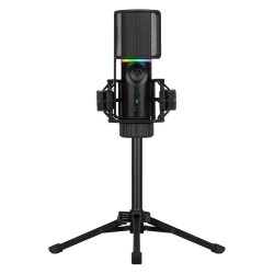 STREAMPLIFY MIC TRIPOD RGB GAMING WITH CARDIOID PATTERN, DUAL PLAYBACK MODES & SHOCK MOUNT STREAMING MICROPHONE - BLACK
