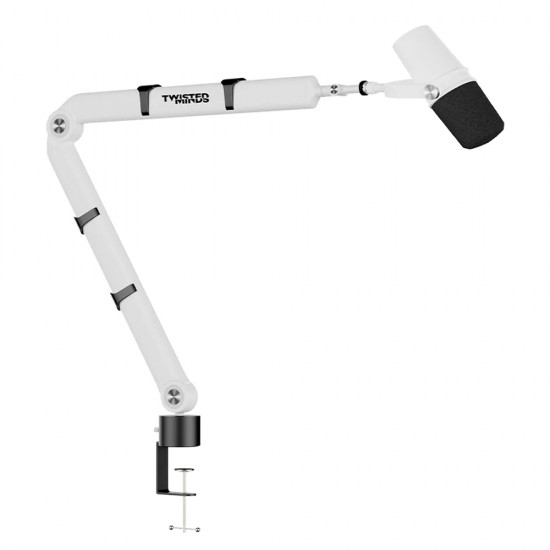 TWISTED MINDS FLEX I SERIES STANDARD POLE 360 DEGREE BOOM ARM SUPPORT UP TO 2KG ADJUSTABLE DUAL ARM MICROPHONE - WHITE
