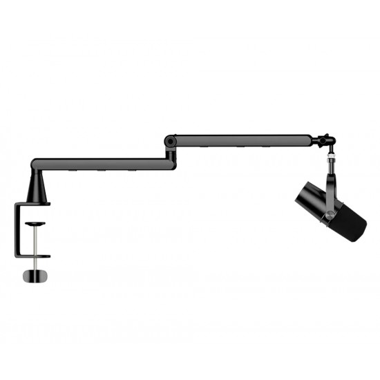 TWISTED MINDS FLEX SERIES STANDARD POLE 360 DEGREE ROTATION BOOM ARM WITH 6 CABLE CLAMPS UP TO 2KG DUAL ARM MICROPHONE - BLACK
