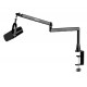 TWISTED MINDS FLEX SERIES STANDARD POLE 360 DEGREE ROTATION BOOM ARM WITH 6 CABLE CLAMPS UP TO 2KG DUAL ARM MICROPHONE - BLACK