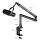 TWISTED MINDS FLEX SERIES STANDARD POLE 360 DEGREE ROTATION BOOM ARM WITH 6 CABLE CLAMPS UP TO 2KG DUAL ARM MICROPHONE - BLACK