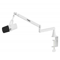 TWISTED MINDS NEO I SERIES STANDARD POLE 360 DEGREE ROTATION BOOM ARM WITH 6 CABLE CLAMPS UP TO 2KG DUAL ARM MICROPHONE - WHITE