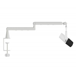 TWISTED MINDS NEO I SERIES STANDARD POLE 360 DEGREE ROTATION BOOM ARM WITH 6 CABLE CLAMPS UP TO 2KG DUAL ARM MICROPHONE - WHITE