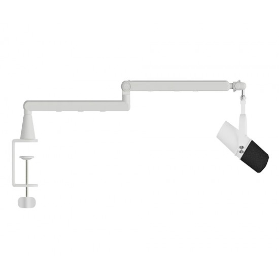 TWISTED MINDS NEO I SERIES STANDARD POLE 360 DEGREE ROTATION BOOM ARM WITH 6 CABLE CLAMPS UP TO 2KG DUAL ARM MICROPHONE - WHITE