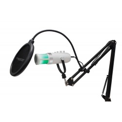 TWISTED MINDS W108 RGB WITH MUTE BUTTON AND LIGHTING ADJUSTMENT GAMING MICROPHONE WITH STAND - WHITE