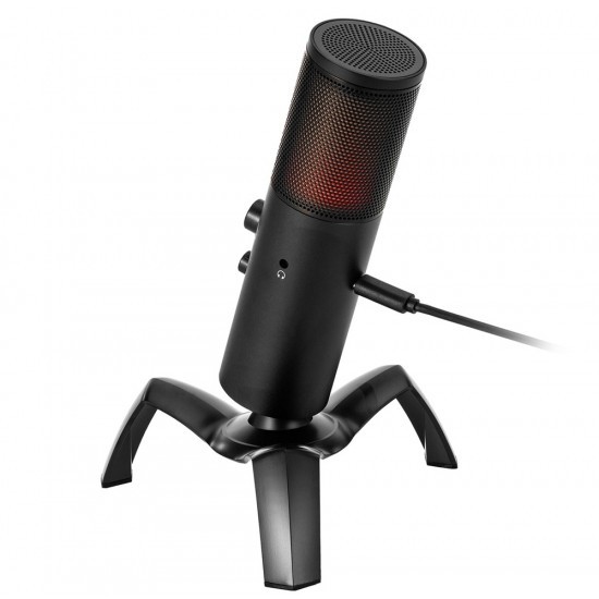 YANMAI Q18 USB PROFESSIONAL COMPUTER CONDENSER RGB OMNIDIRECTIONAL CARDIOID RECORDING KARAOKE METAL MICROPHONE - BLACK