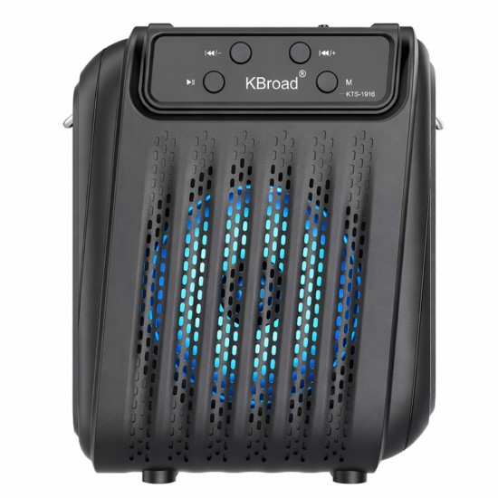KBROAD KTS-1916 4-INCH WOOFER TWS FM USB PORTABLE WIRELESS DJ PARTY SPEAKER - BLACK