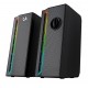 REDRAGON CALLIOPE GS580 8W X 2 STEREO SPEAKERS BLUETOOTH 5.0 FM RADIO USB AUX IN 3.5MM AUDIO CABLE VOLUME CONTROL PORTABLE HANDLE RGB LIGHTING 2.0 CHANNEL GAMING SPEAKER - BLACK