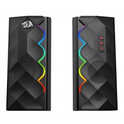 REDRAGON CIPHER GS522 RGB COMPUTER SPEAKERS 2.0 CHANNEL 10W PEAK POWER 6 RGB LIGHT MODES MUSIC SYNC TOUCH CONTROL USB 3.5MM PLUG AND PLAY GAMING SPEAKERS - BLACK