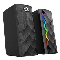 REDRAGON CIPHER GS522 RGB COMPUTER SPEAKERS 2.0 CHANNEL 10W PEAK POWER 6 RGB LIGHT MODES MUSIC SYNC TOUCH CONTROL USB 3.5MM PLUG AND PLAY GAMING SPEAKERS - BLACK