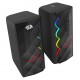 REDRAGON CIPHER GS522 RGB COMPUTER SPEAKERS 2.0 CHANNEL 10W PEAK POWER 6 RGB LIGHT MODES MUSIC SYNC TOUCH CONTROL USB 3.5MM PLUG AND PLAY GAMING SPEAKERS - BLACK