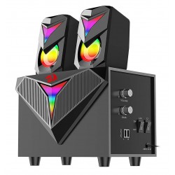 REDRAGON TOCCATA GS700 21 COMPACT SATELLITE AND SUBWOOFER INDIVIDUAL RGB BACKLIGHT CONTROL FULL RICH SOUND EASY INSTALLATION 35MM JACK PC GAMING SPEAKER - BLACK