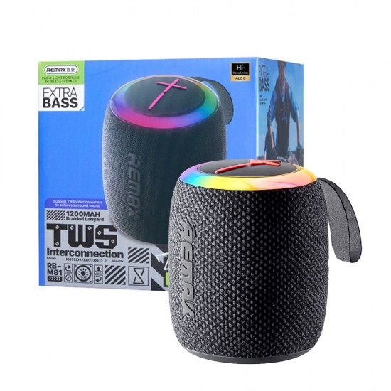 REMAX RB-M81 PARTY LIGHT BLUETOOTH 5.4 WATERPROOF TWS OUTDOOR PORTABLE WIRELESS SPEAKER – BLACK